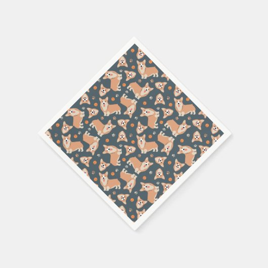Cute Corgi Pattern Servet (Hoek)