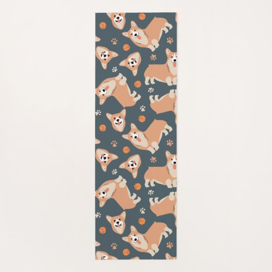 Cute Corgi Pattern Yogamat (Achterkant)