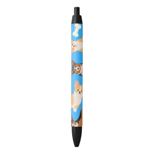 Cute Corgi Pattern Zwarte Inkt Pen (Voorkant Verticaal)