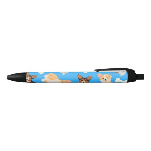 Cute Corgi Pattern Zwarte Inkt Pen (Bovenkant)