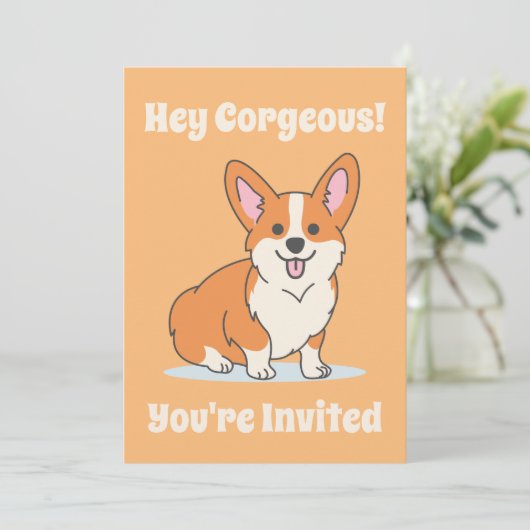 Cute Corgi Personalized Party Kaart (Staand voorkant)