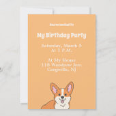 Cute Corgi Personalized Party Kaart (Achterkant)