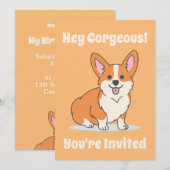 Cute Corgi Personalized Party Kaart (Voorkant / Achterkant)