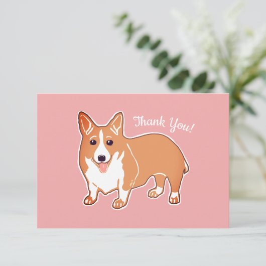 Cute Corgi Pink Custom Flat Bedankt (Staand voorkant)