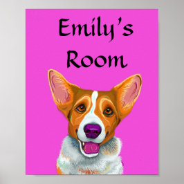 Cute corgi poster, mijn kamer, studentenkamer post poster
