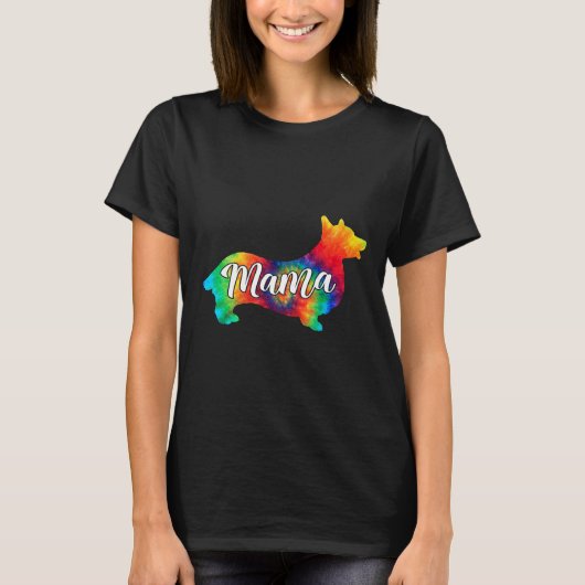 Cute Corgi Psychedelic Art Hippy Dog Mama T-shirt (Voorkant)