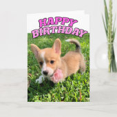 Cute Corgi Puppy Birthday Card Kaart (Voorkant)