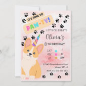 Cute Corgi Puppy Dog Birthday Invitation Kaart (Voorkant)