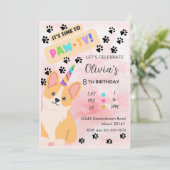 Cute Corgi Puppy Dog Birthday Invitation Kaart (Staand voorkant)