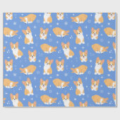 Cute Corgi Puppy Dog Blue Cadeaupapier (Vlak)