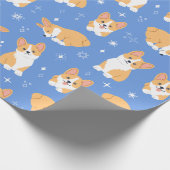 Cute Corgi Puppy Dog Blue Cadeaupapier (Hoek)