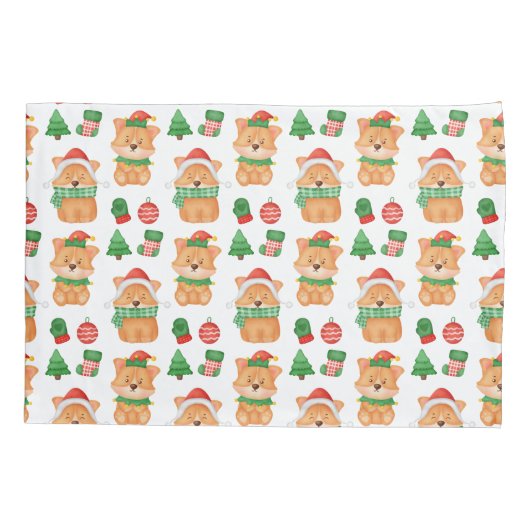 Cute Corgi Puppy Dog Elf kerstmis Kussensloop (Achterkant)