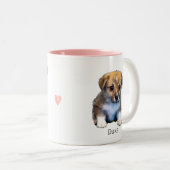 Cute Corgi Puppy Dog & Hearts Tweekleurige Koffiemok (Voorkant rechts)