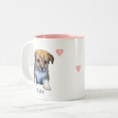 Cute Corgi Puppy Dog & Hearts Tweekleurige Koffiemok (Voorkant links)
