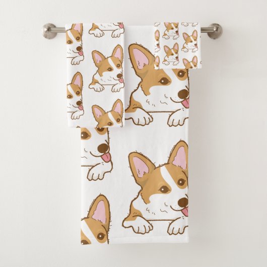 Cute Corgi Puppy Dog Patroon Bad Handdoek (Insitu)