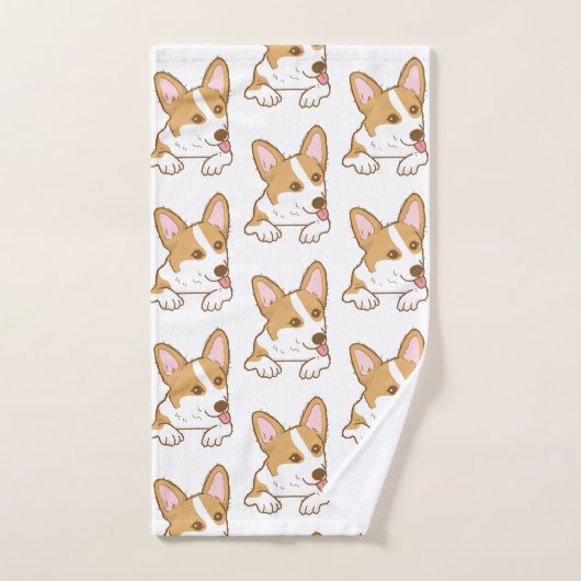 Cute Corgi Puppy Dog Patroon Bad Handdoek (Handdoek)