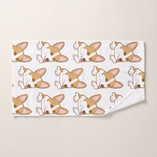Cute Corgi Puppy Dog Patroon Bad Handdoek (Handdoek)