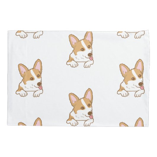 Cute Corgi Puppy Dog Patroon Kussensloop (Achterkant)