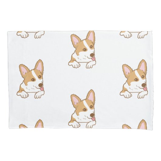 Cute Corgi Puppy Dog Patroon Kussensloop (Voorkant)