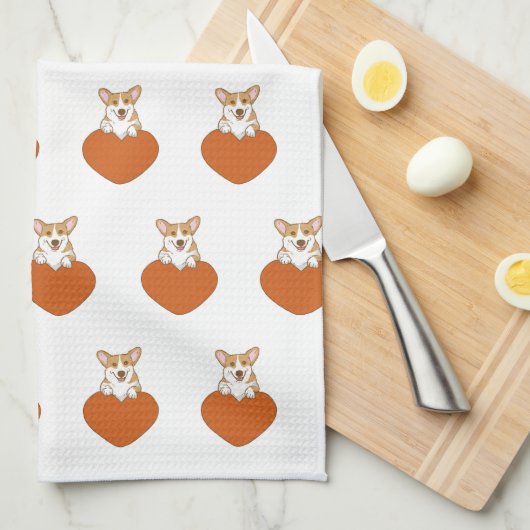 Cute Corgi Puppy Dog Theedoek (Quarter Fold)