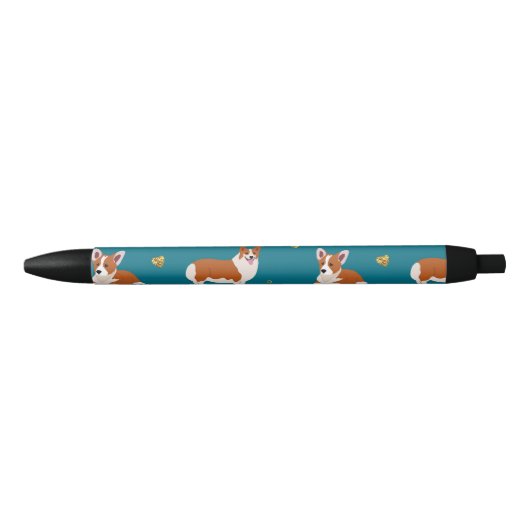 Cute Corgi Puppy Dog Zwarte Inkt Pen (Voorkant)