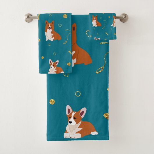 Cute Corgi Puppy Dogs Bad Handdoek (Insitu)