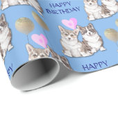 Cute Corgi Puppy Dogs Birthday Cadeaupapier (Rol Hoek)