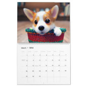 Cute Corgi Puppy Dogs in Fun Baskets voor Hondenli Kalender (Mar 2026)