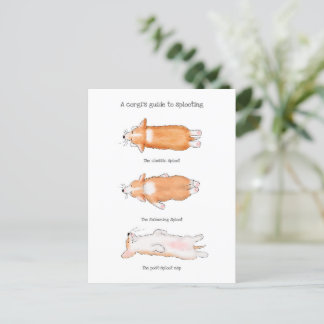 Cute corgi puppy guide to splooting briefkaart