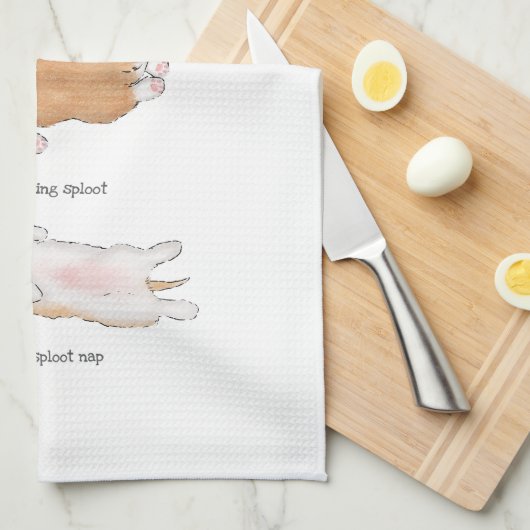 Cute corgi puppy guide to splooting tea towel theedoek (Quarter Fold)