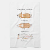 Cute corgi puppy guide to splooting tea towel theedoek (Verticaal)