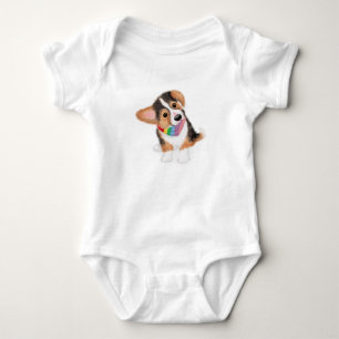 Cute corgi puppy in de regenboogbandana baby bodys romper