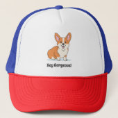 Cute Corgi Puppy met Pun Trucker Pet (Voorkant)