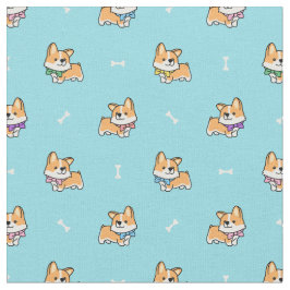 Cute Corgi Puppy Pattern Baby Blue met Dog Botten Stof