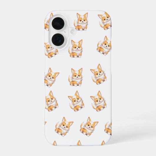 Cute Corgi Puppy Pattern Phone Case iPhone 16 Hoesje (Achterkant)