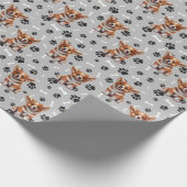 Cute Corgi Puppy Paw-printers Cadeaupapier (Hoek)
