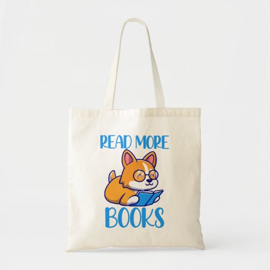 Cute Corgi Reading Book Canvas tas (Voorkant)
