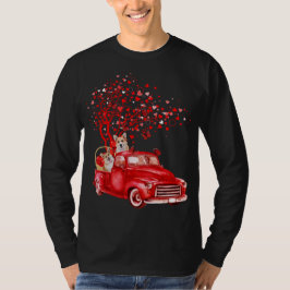 Cute Corgi Riding Red Truck Valentijn Butterfly T-shirt