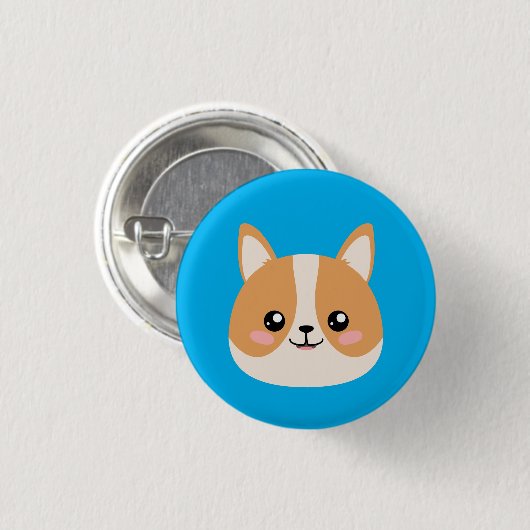 Cute Corgi Ronde Button 3,2 Cm (Voorkant /achterkant)