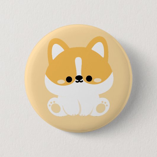 Cute Corgi Ronde Button 5,7 Cm (Voorkant)