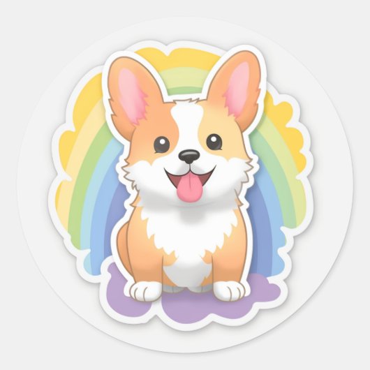 Cute Corgi Ronde Sticker (Voorkant)