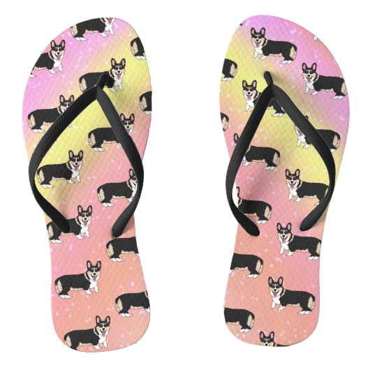 Cute Corgi roze sinaasappel Teenslippers (Voetbed)
