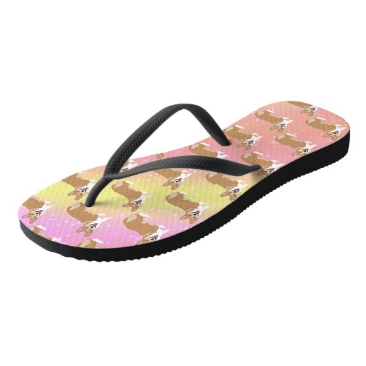 Cute Corgi roze sinaasappel Teenslippers (Schuin)