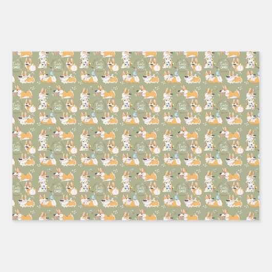 Cute Corgi Seamless Wrapping Paper Sheets (Voorkant 3)