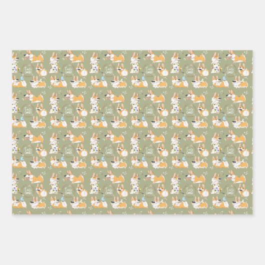 Cute Corgi Seamless Wrapping Paper Sheets (Voorkant)
