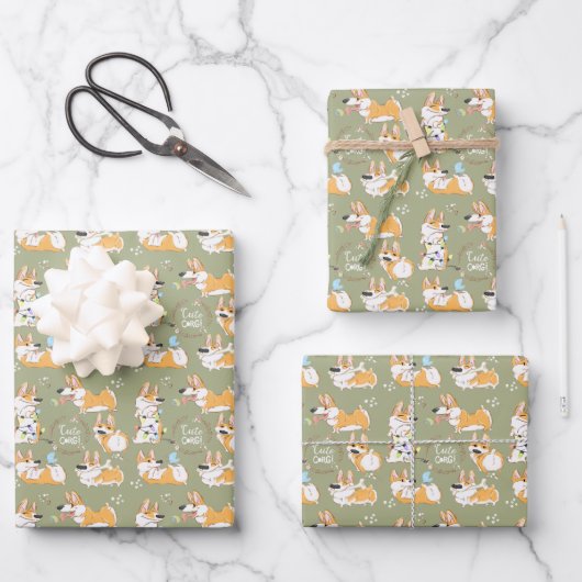 Cute Corgi Seamless Wrapping Paper Sheets (Voorkant)