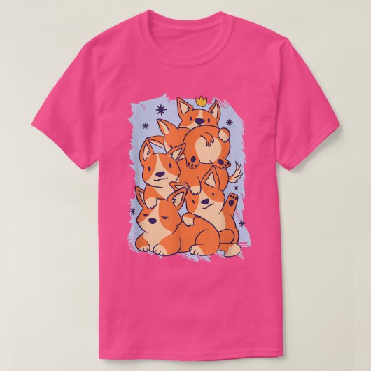 Cute Corgi Stack Cartoon Dog Pet Adorable  T-shirt (Design voorkant)