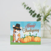 Cute Corgi Thanksgiving Briefkaart (Staand voorkant)