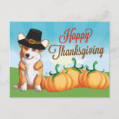 Cute Corgi Thanksgiving Briefkaart (Voorkant)