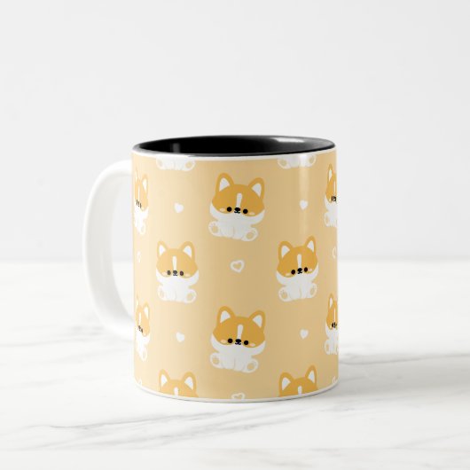 Cute Corgi Tweekleurige Koffiemok (Voorkant links)